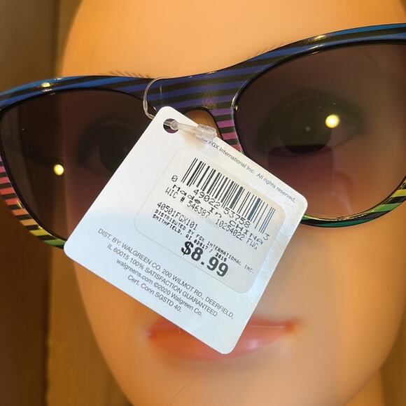 Striped Cat Eye Sunglasses Rainbow 100% UVA UVB Protection - Picture 6 of 10